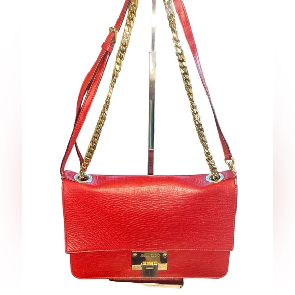 Jimmy Choo Handbags - JIMMY CHOO REBEL RED LEATHER SHOULDER/CROSSBODY BAG